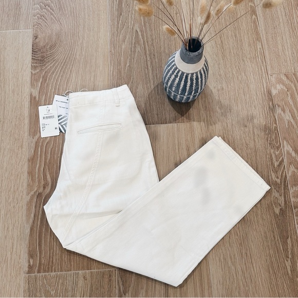 FREE PEOPLE X SANDRINE ROSE HIGH-RISE WHITE STRAIGHT LEG SIZE 24 BOHO CHIC - Picture 2 of 7